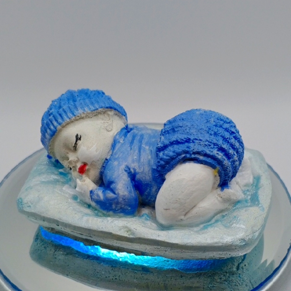 NEW Hand Made 💕 Blue Sleeping Baby Figurine